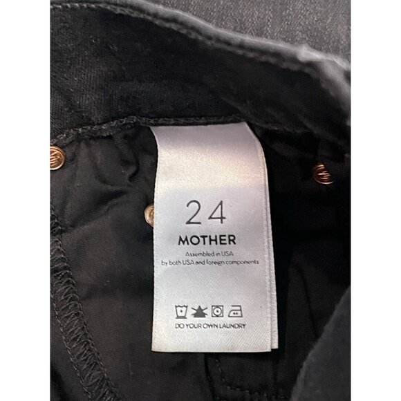 Mother Jeans Size 24 Insider Crop Step Fray Guilty Racer Black Stripe Revolve - Picture 9 of 11